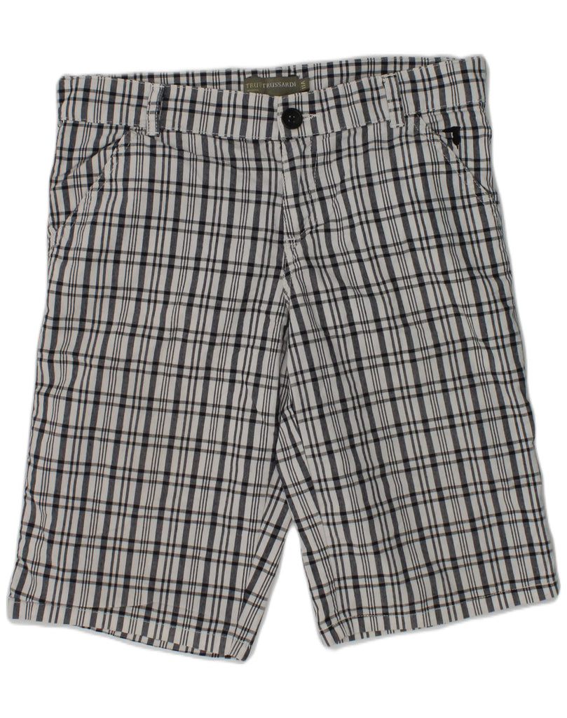 TRUSSARDI Boys Chino Shorts 10-11 Years W28 White Check Cotton | Vintage Trussardi | Thrift | Second-Hand Trussardi | Used Clothing | Messina Hembry 