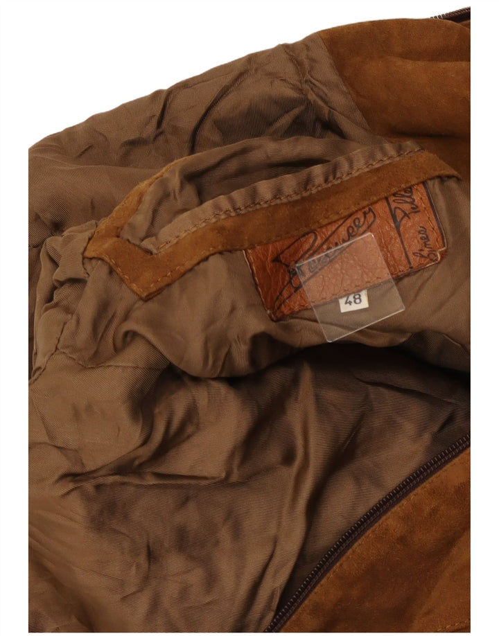 Vintage Mens Suede Jacket IT 48 Medium Brown