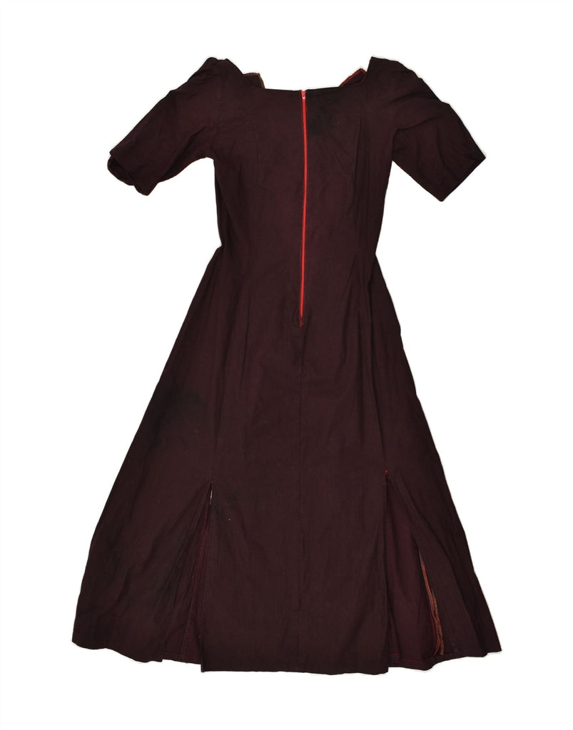 VINTAGE Womens A-Line Dress UK 4 XS Burgundy | Vintage Vintage | Thrift | Second-Hand Vintage | Used Clothing | Messina Hembry 