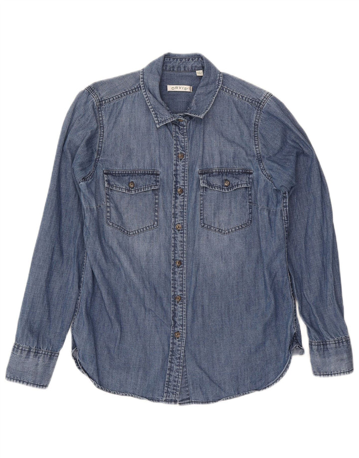 Orvis Womens Denim Shirt UK 10 Small Blue Cotton