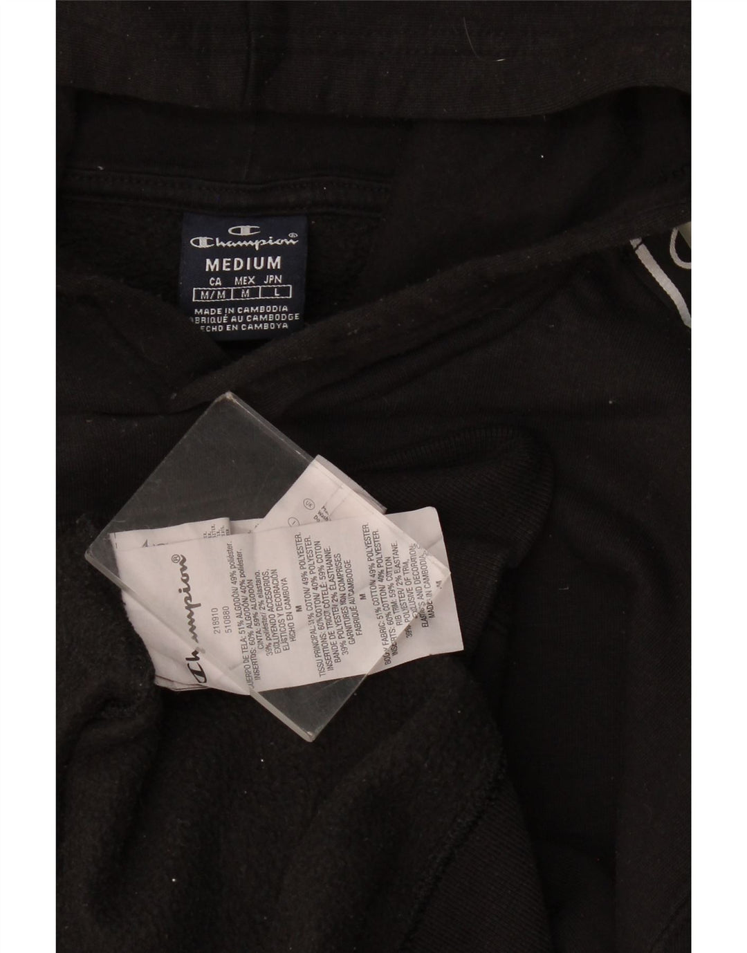 Champion Mens Graphic Hoodie Jumper Medium Black Cotton