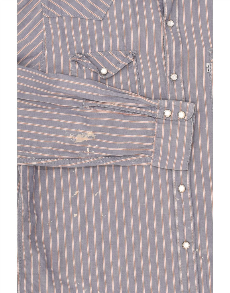 LEVI'S Mens Slim Fit Shirt XL Blue Striped Cotton Vintage Levi's and Second-Hand Levi's from Messina Hembry 