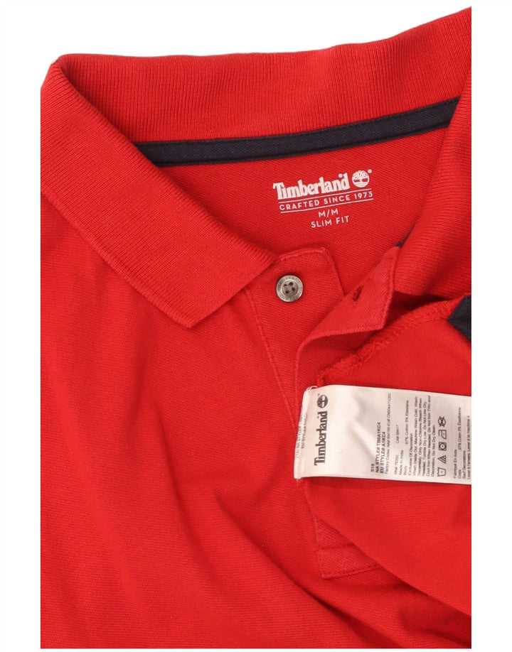 TIMBERLAND Mens Slim Fit Polo Shirt Medium Red Cotton