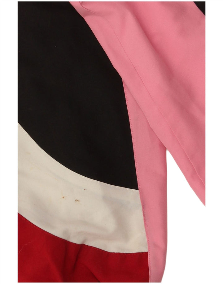 Vintage Mens Tracksuit Top Jacket Small Black Colourblock Polyester