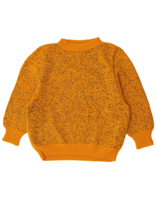 Vintage Womens Turtle Neck Jumper Sweater UK 16 Large Yellow Flecked