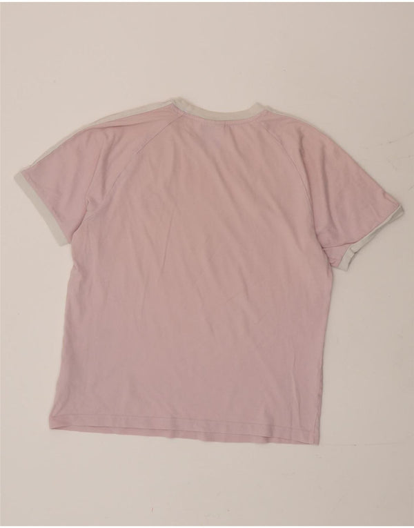 Adidas Womens T-Shirt Top UK 14 Medium Pink Cotton