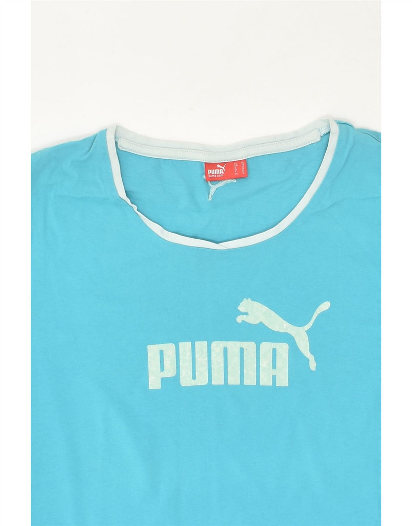 PUMA Womens Graphic T-Shirt Top UK 16 Large Blue Cotton | Vintage Puma | Thrift | Second-Hand Puma | Used Clothing | Messina Hembry 