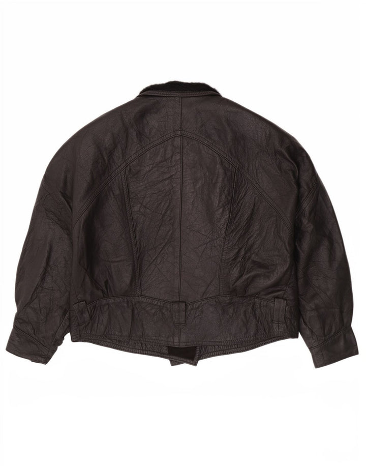 Vintage Womens Leather Jacket UK 14 Large Black