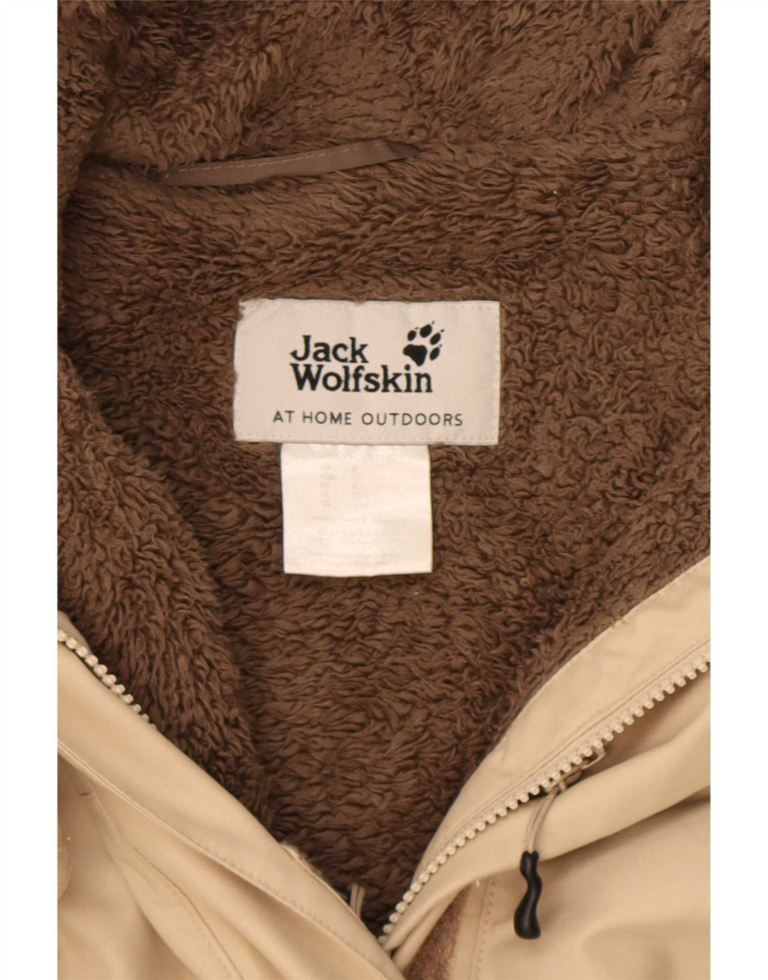 Jack Wolfskin Womens Hooded Parka Jacket UK 14 Medium Beige Polyester