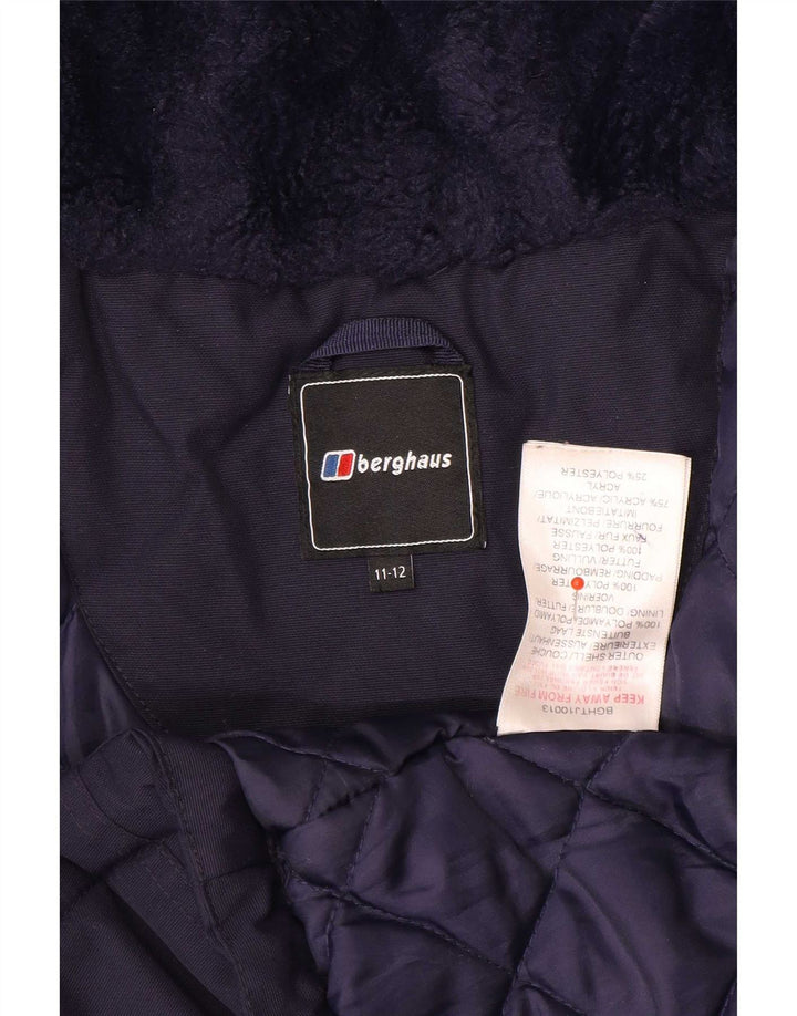 Berghaus Boys Hooded Parka Jacket 11-12 Years Navy Blue Polyamide