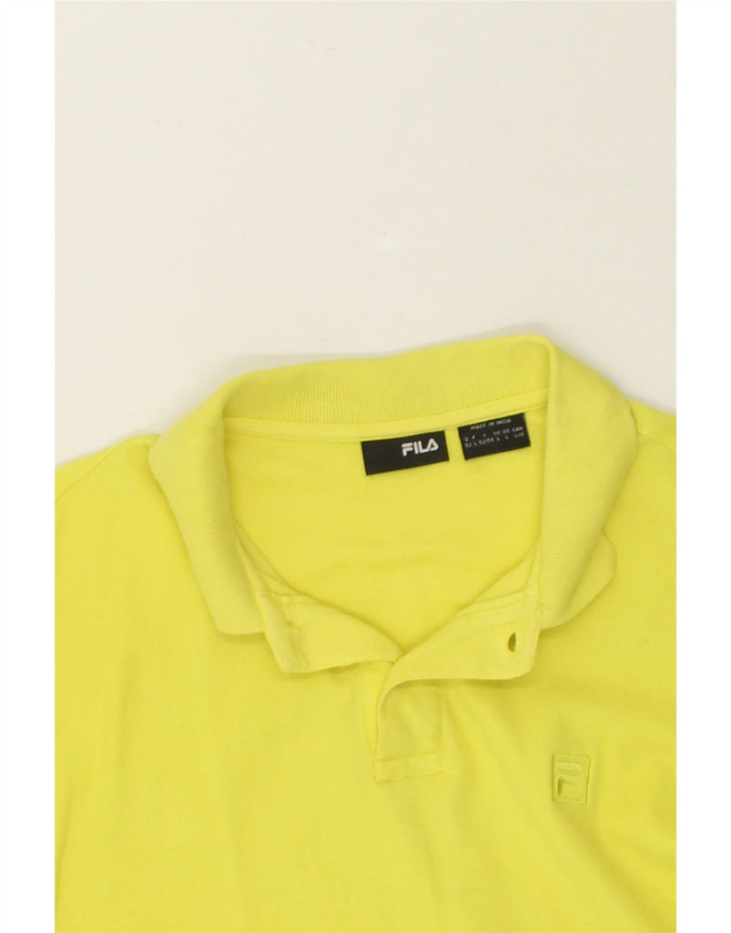 FILA Mens Long Sleeve Polo Shirt Large Yellow Cotton | Vintage Fila | Thrift | Second-Hand Fila | Used Clothing | Messina Hembry 