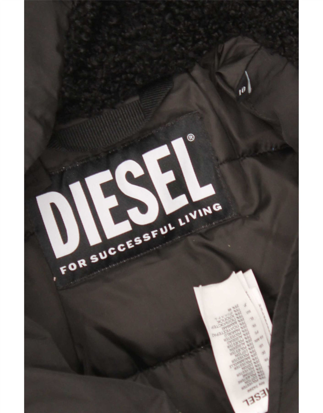 Diesel Womens Hooded Parka Jacket UK 10 Small Black Polyester