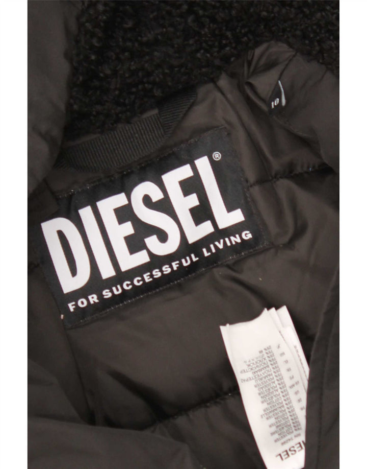 Diesel Womens Hooded Parka Jacket UK 10 Small Black Polyester