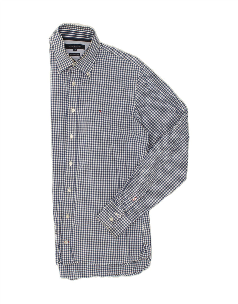 TOMMY HILFIGER Mens Shirt Medium Navy Blue Check Cotton | Vintage Tommy Hilfiger | Thrift | Second-Hand Tommy Hilfiger | Used Clothing | Messina Hembry 