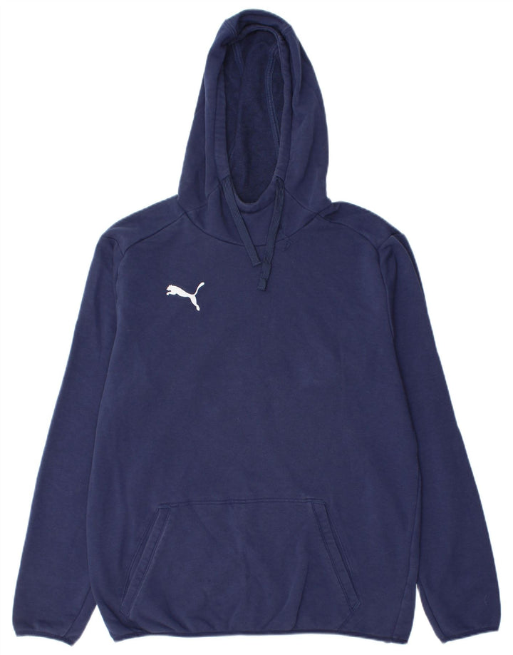 PUMA Mens Hoodie Jumper Medium Navy Blue Cotton