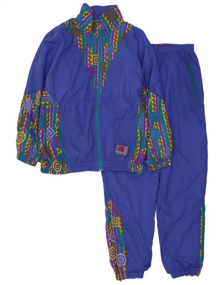 J Jeantex Mens Loose Fit Full Tracksuit Medium  Blue Geometric Polyamide