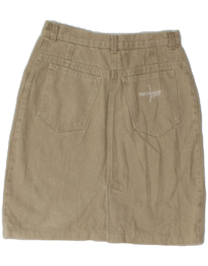 TRUSSARDI Womens Denim Skirt IT 44 Medium W30  Beige Cotton Vintage Trussardi and Second-Hand Trussardi from Messina Hembry 