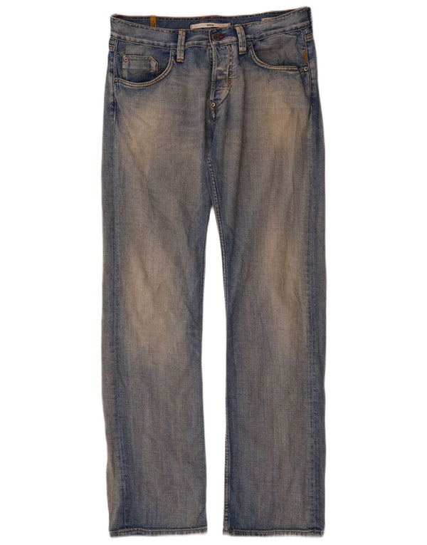 Meltin' Pot Mens Morgan Straight Jeans W33 L34 Blue Cotton