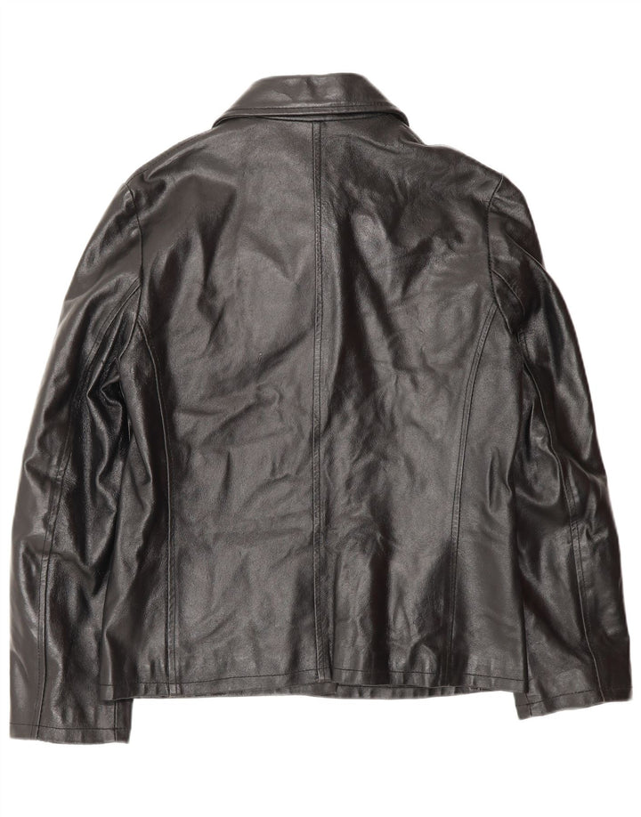 Vintage Womens Leather Jacket UK 10 Small Black Leather