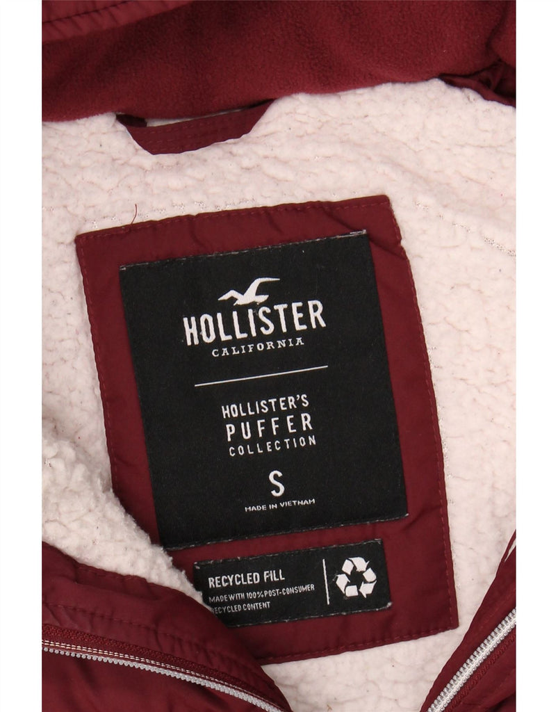 HOLLISTER Womens Hooded Padded Jacket UK 10 Small Burgundy Polyester Vintage Hollister and Second-Hand Hollister from Messina Hembry 