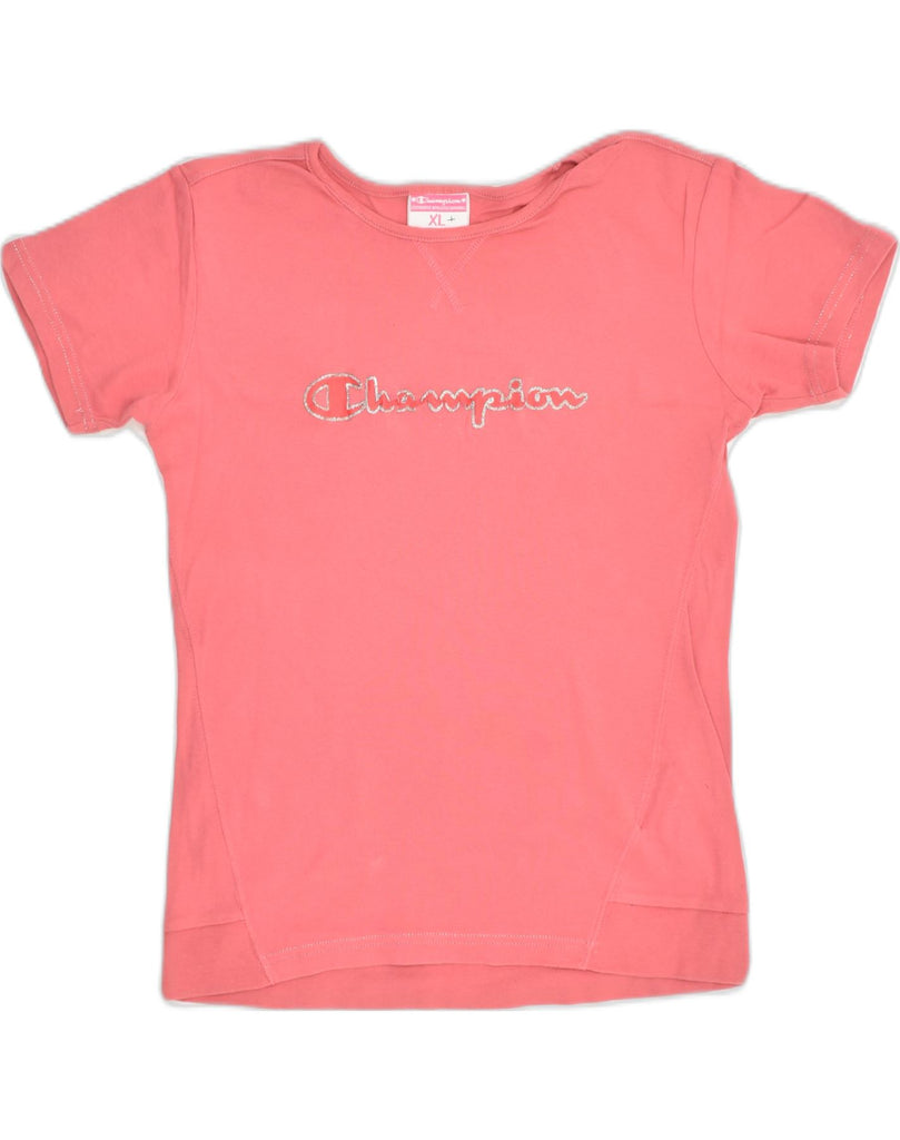 CHAMPION Girls Graphic T-Shirt Top 13-14 Years XL Pink Cotton | Vintage Champion | Thrift | Second-Hand Champion | Used Clothing | Messina Hembry 