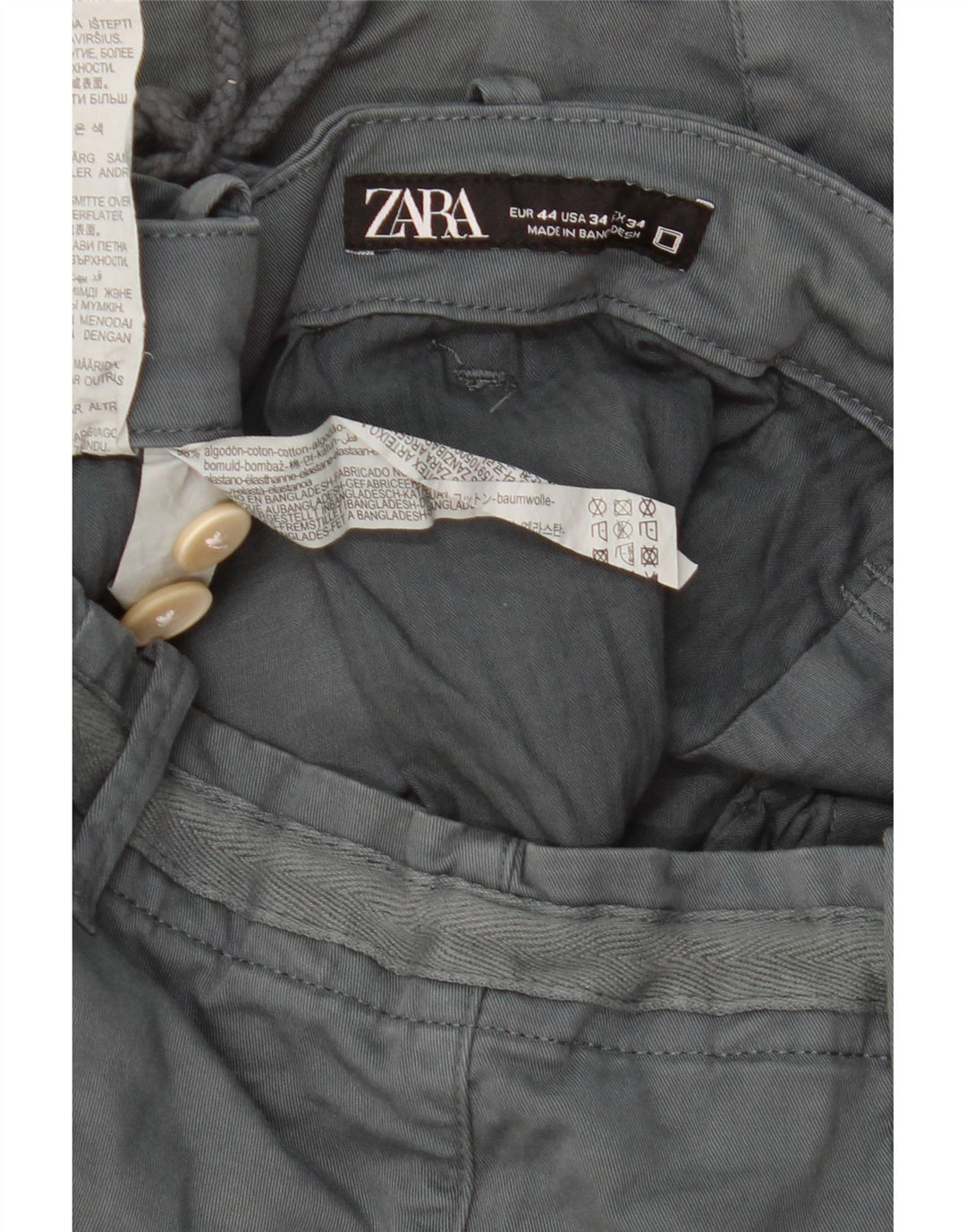 Zara Mens Chino Shorts EU 44 Large W34  Grey Cotton