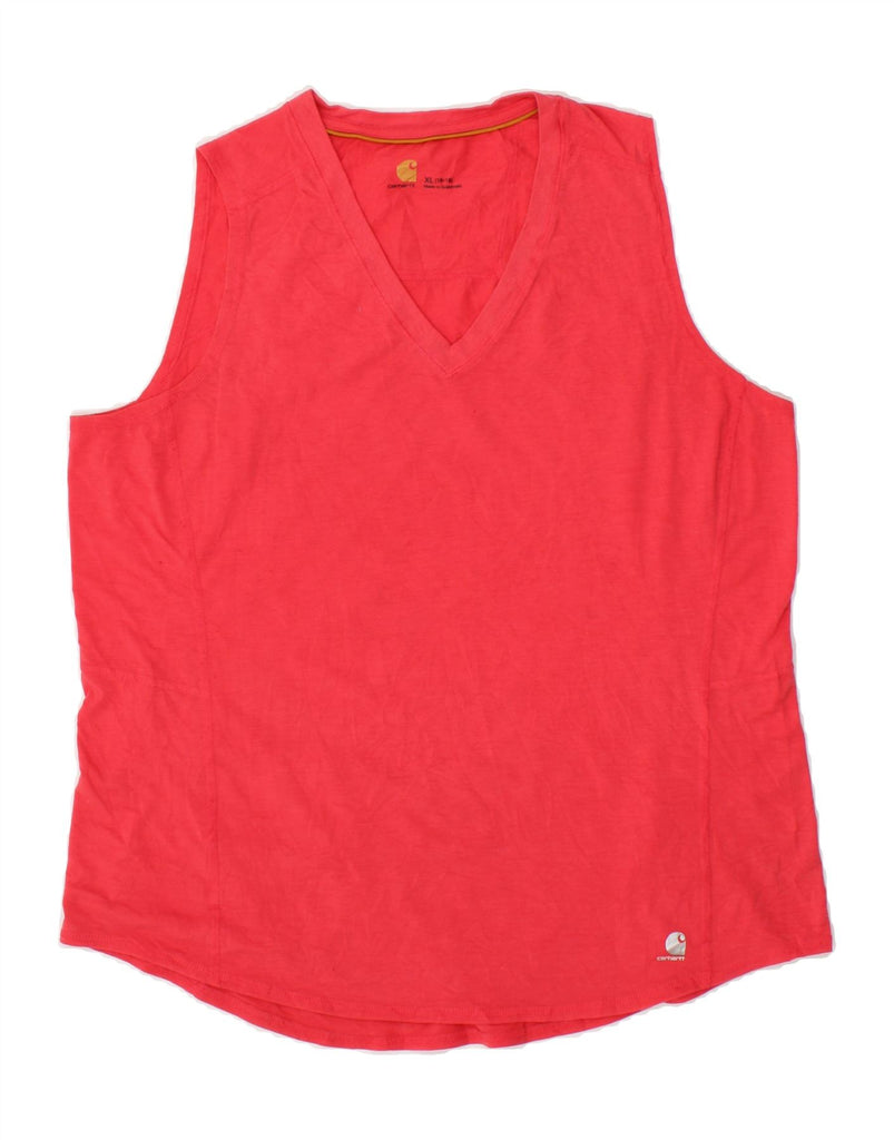 CARHARTT Womens Vest Top UK 16/18 XL Red Cotton | Vintage Carhartt | Thrift | Second-Hand Carhartt | Used Clothing | Messina Hembry 