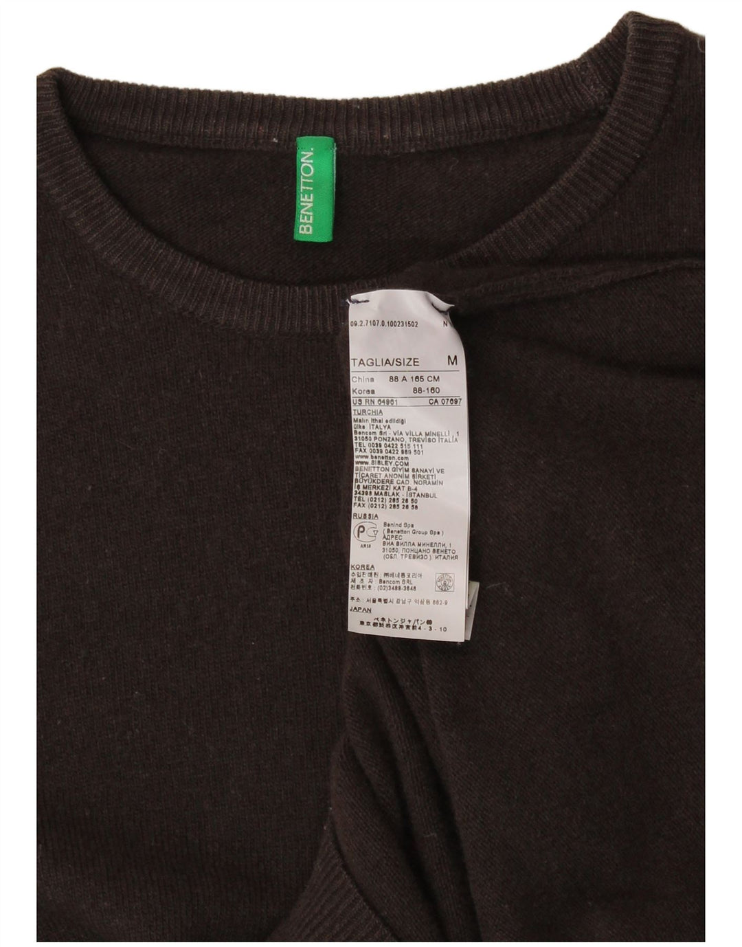 BENETTON Womens Boat Neck Jumper Sweater UK 12 Medium Brown Wool