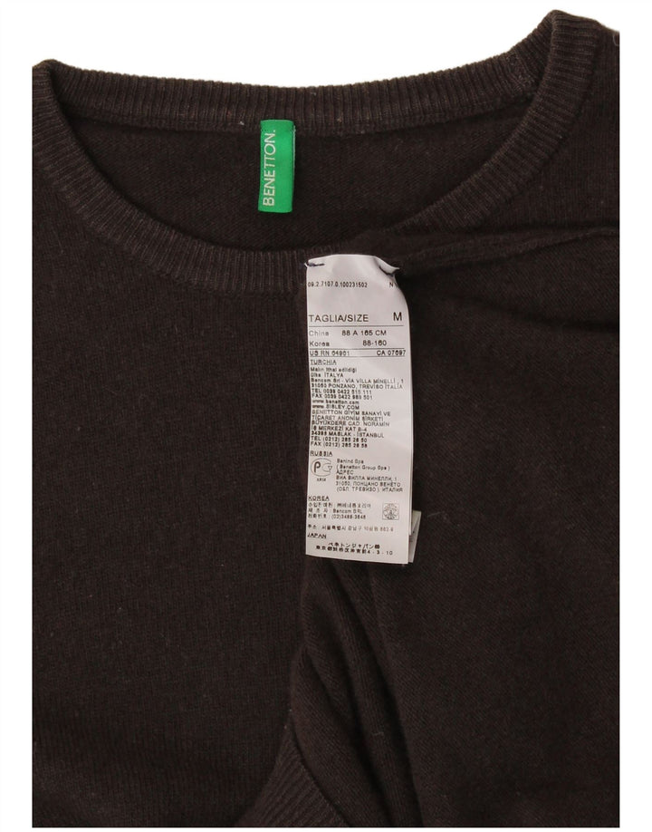 BENETTON Womens Boat Neck Jumper Sweater UK 12 Medium Brown Wool