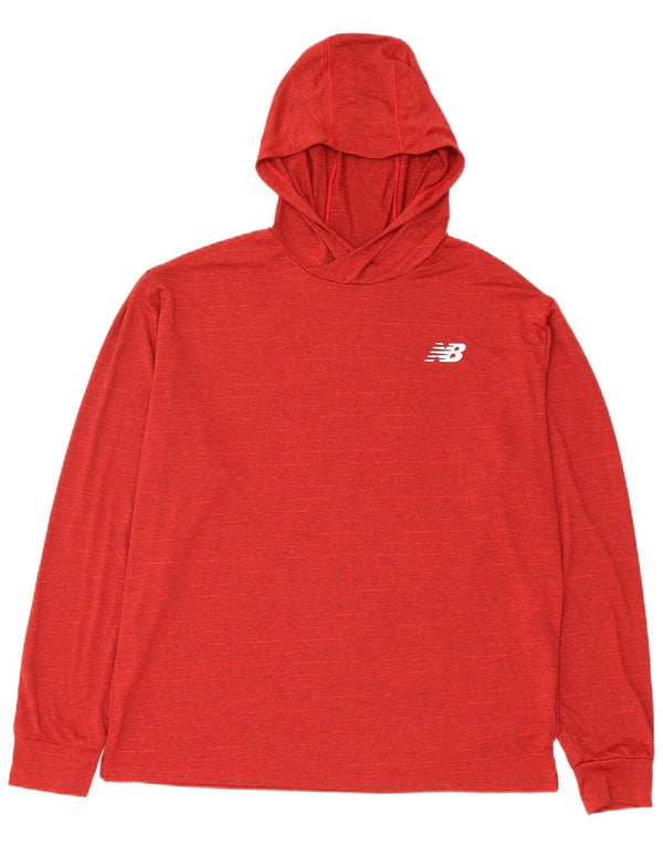 New Balance Womens Hoodie Jumper UK 14 Medium Red Polyester