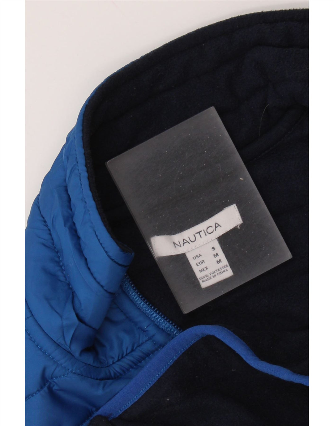 NAUTICA Womens Fleece Gilet UK 10 Small Navy Blue Colourblock Polyester