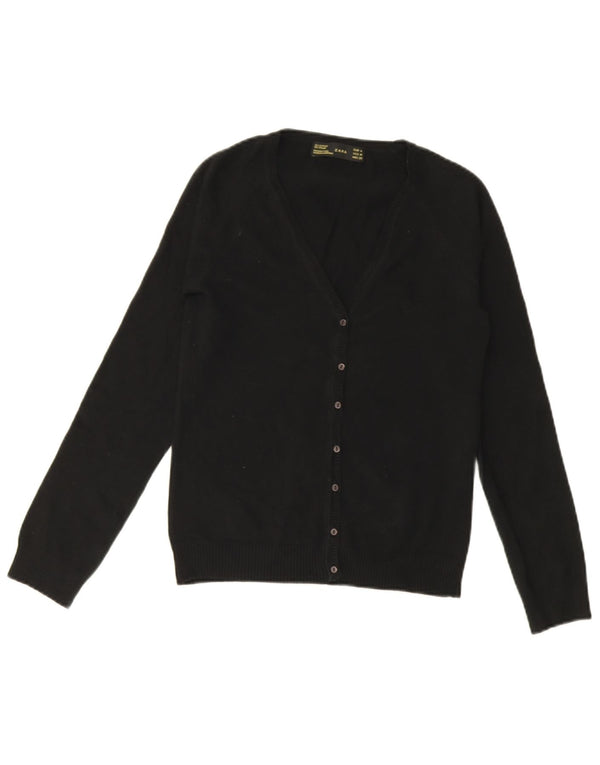 Zara Womens Cardigan Sweater UK 12 Medium Black Cotton