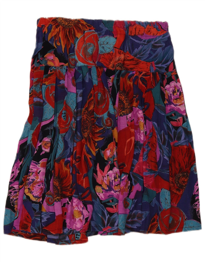 Vintage Womens Pleated Skirt W30 Medium Multicoloured Floral