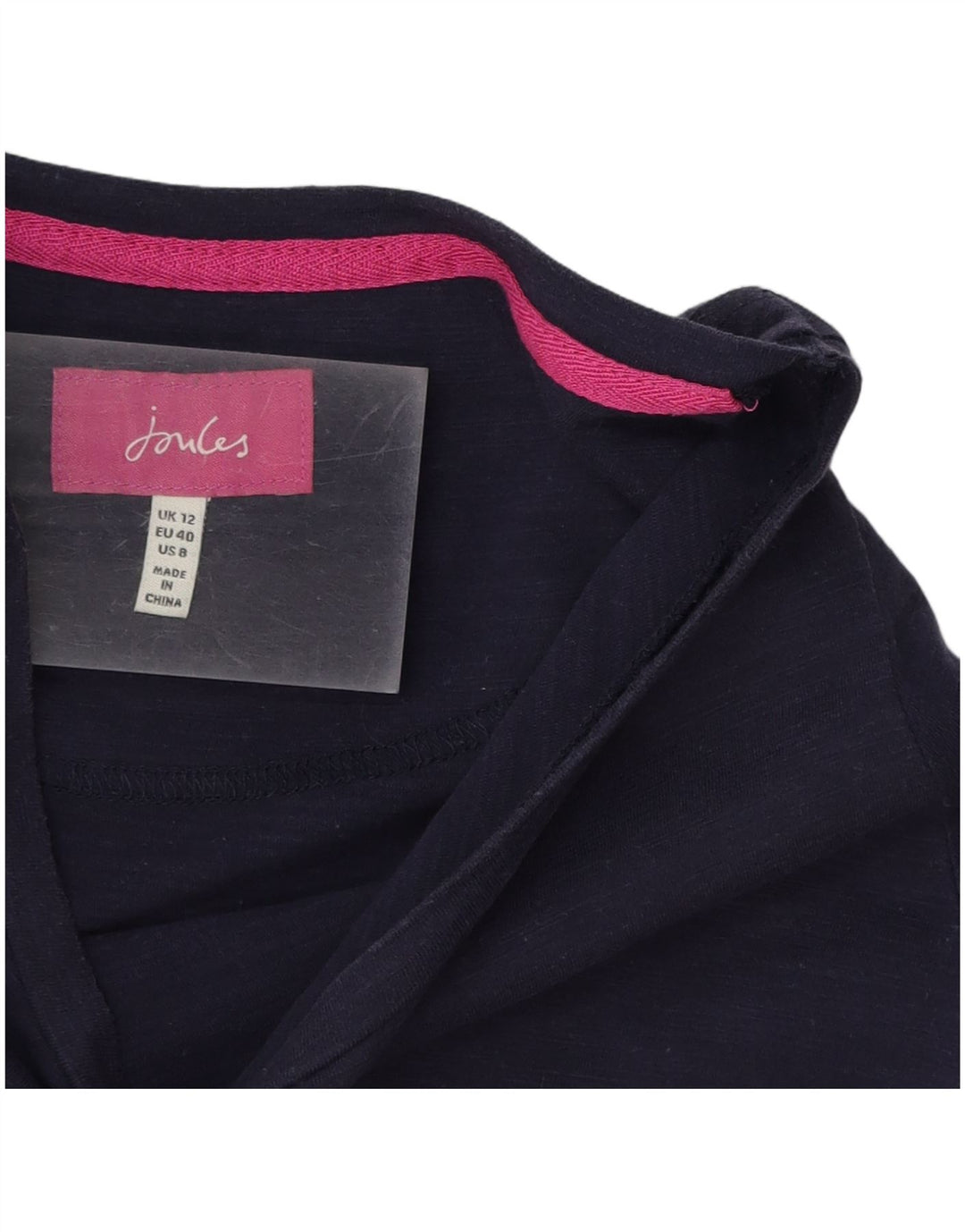 Joules Womens T-Shirt Top UK 12 medium Navy Blue Cotton