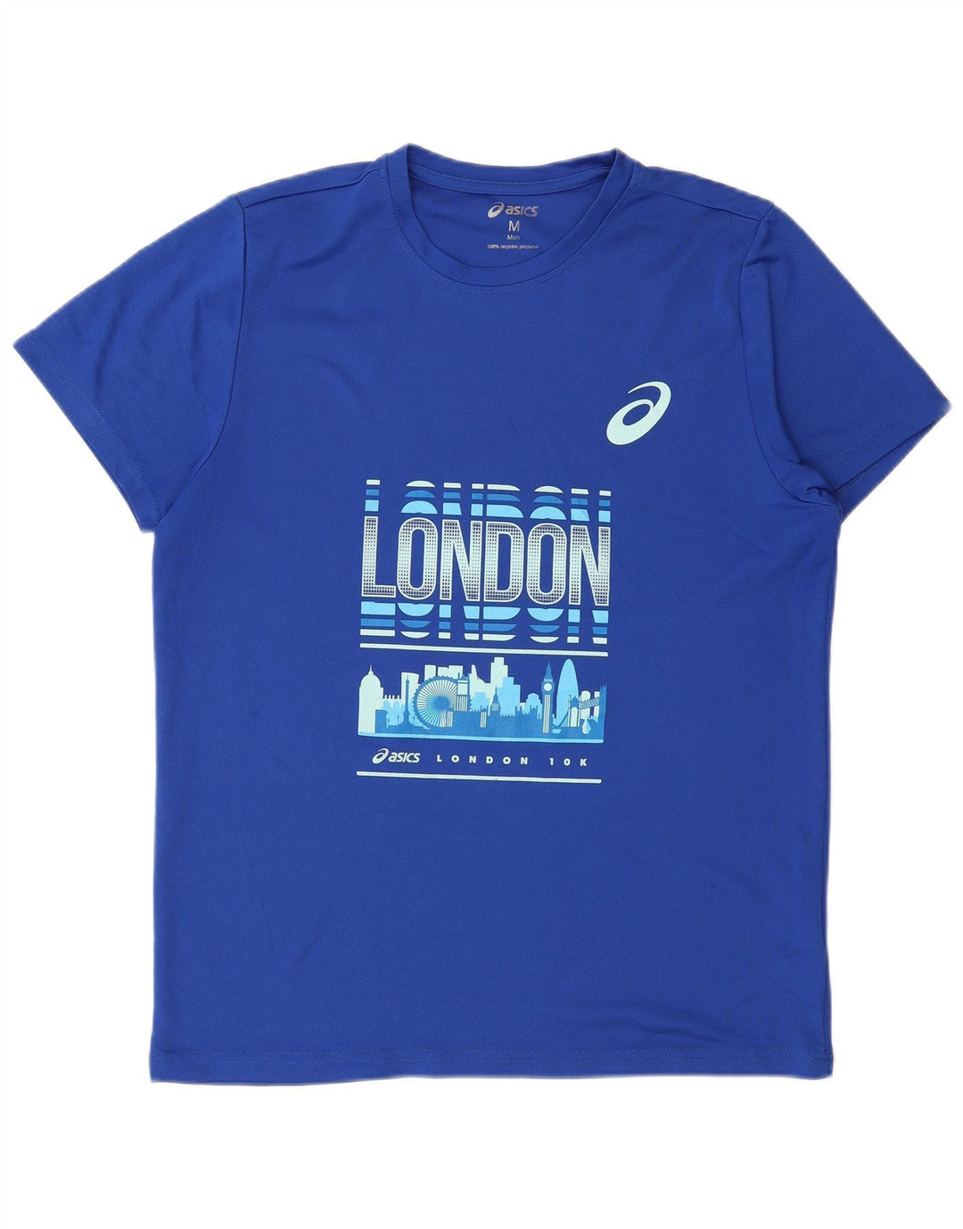Asics Mens London Graphic T-Shirt Top Medium Blue Polyester