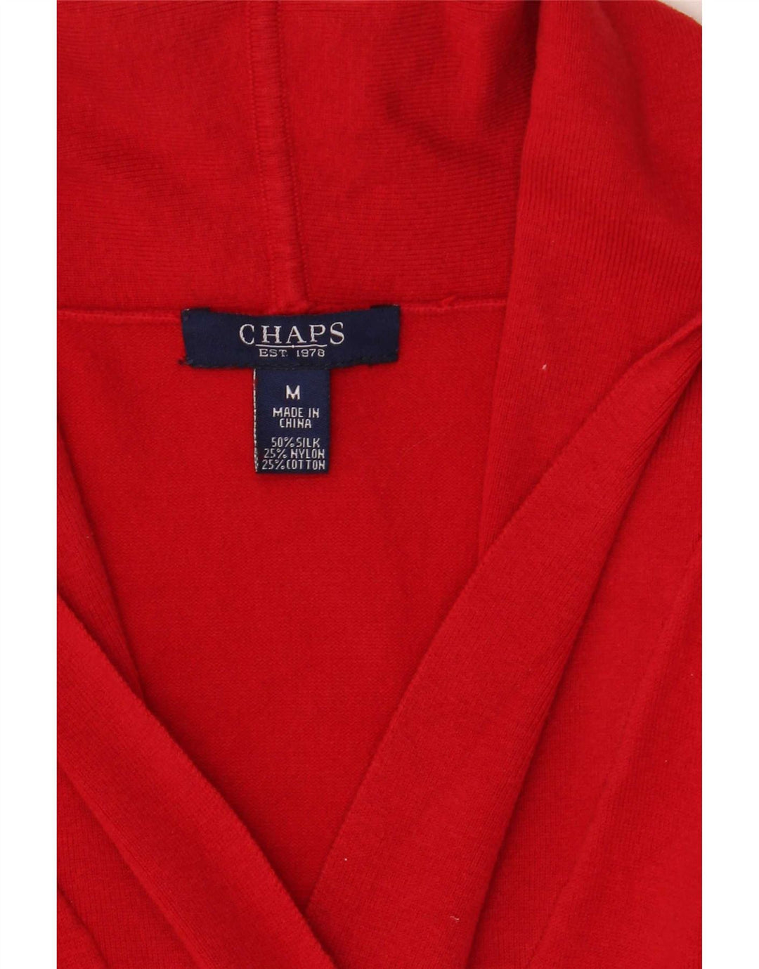 Chaps Womens Shawl Neck Jumper Sweater UK 12 Medium Red Silk