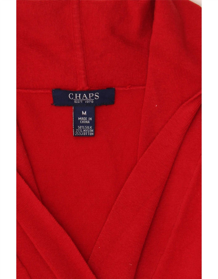 Chaps Womens Shawl Neck Jumper Sweater UK 12 Medium Red Silk