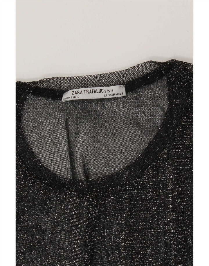 Zara Womens Trafaluc See Through Top UK 12 Medium Black