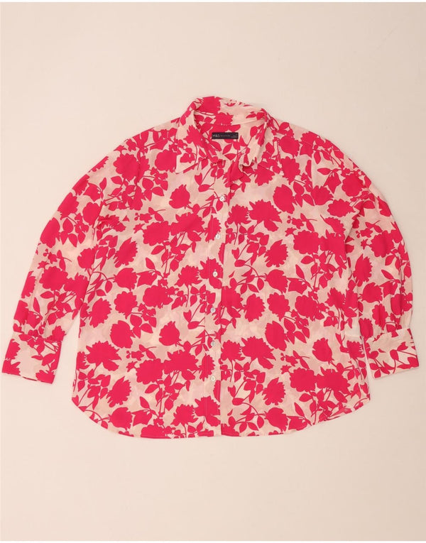 Marks & Spencer Womens Oversized Shirt Blouse UK 18 XL Pink Floral