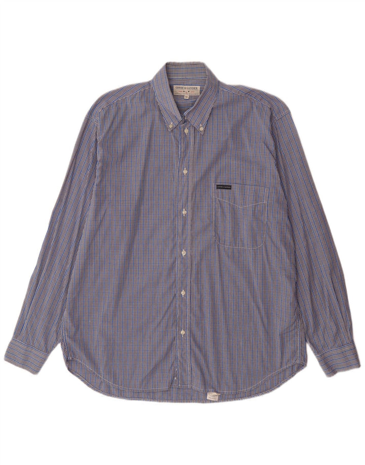 GOOSE & GANDER Mens Shirt Size 50 Large Blue Check Cotton