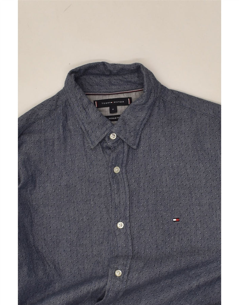 TOMMY HILFIGER Mens Regular Fit Shirt Medium Blue Spotted Cotton | Vintage Tommy Hilfiger | Thrift | Second-Hand Tommy Hilfiger | Used Clothing | Messina Hembry 