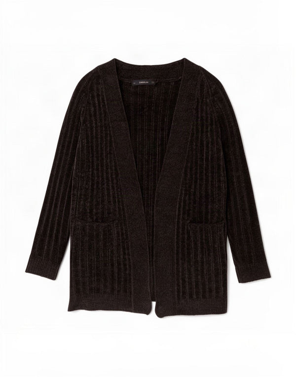 Zara Womens Oversized Longline Cardigan Sweater UK 14 Medium Navy Blue