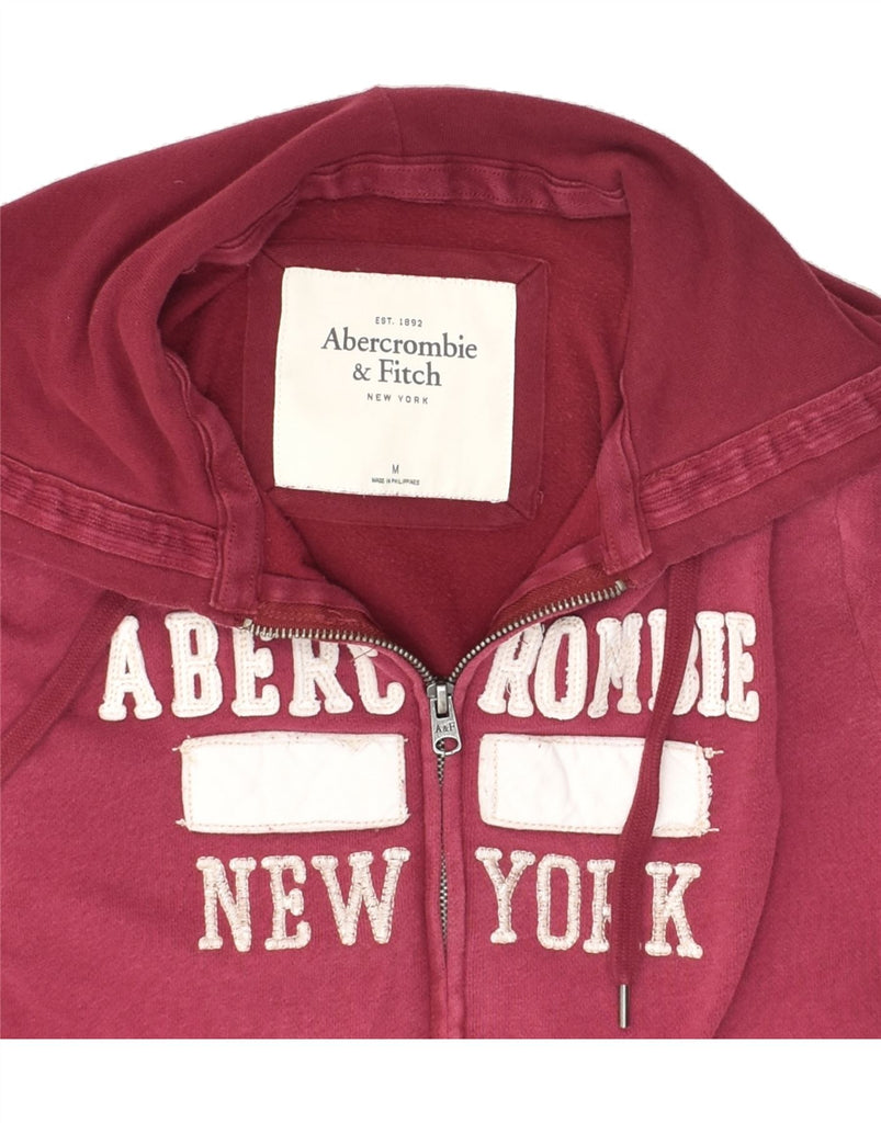 ABERCROMBIE & FITCH Womens Graphic Zip Hoodie Sweater UK 14 Medium Pink | Vintage Abercrombie & Fitch | Thrift | Second-Hand Abercrombie & Fitch | Used Clothing | Messina Hembry 