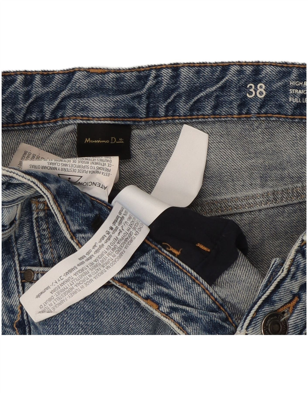 Massimo Dutti Womens High Rise Straight Jeans EU 38 Small W28 L28 Blue