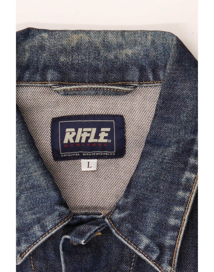Rifle Mens Denim Jacket UK 40 Large Blue Cotton