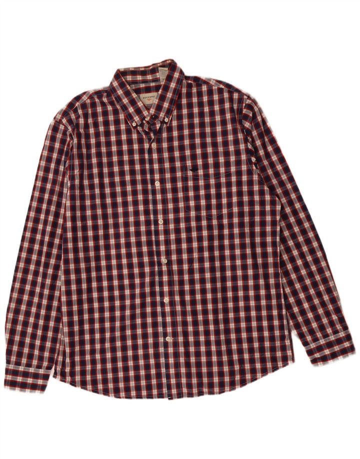 DOCKERS Mens Shirt Large Navy Blue Check Cotton