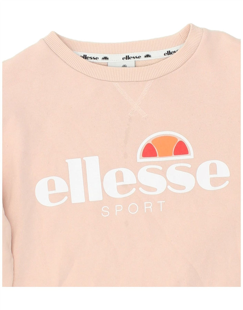 ELLESSE Womens Graphic Sweatshirt Jumper UK 10 Small Pink Cotton Vintage Ellesse and Second-Hand Ellesse from Messina Hembry 