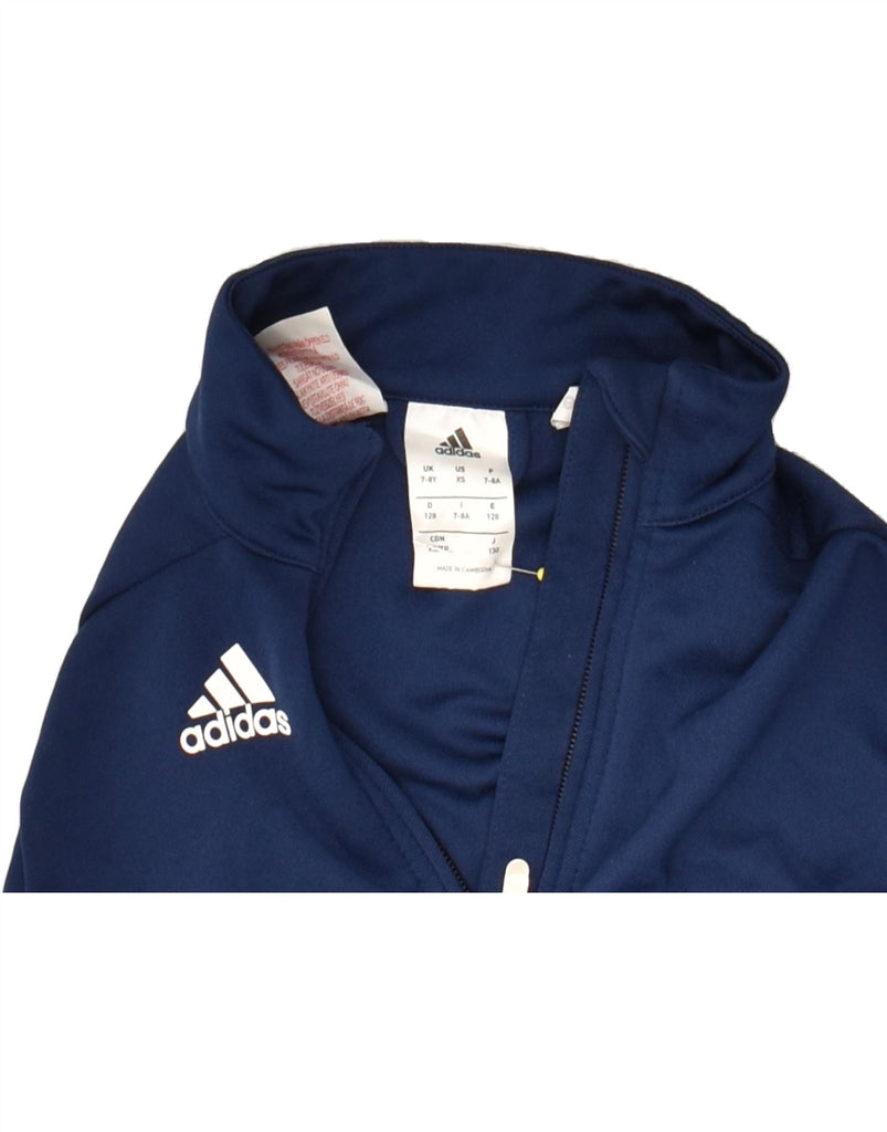 ADIDAS Boys Tracksuit Top Jacket 7-8 Years Navy Blue Polyester | Vintage Adidas | Thrift | Second-Hand Adidas | Used Clothing | Messina Hembry 