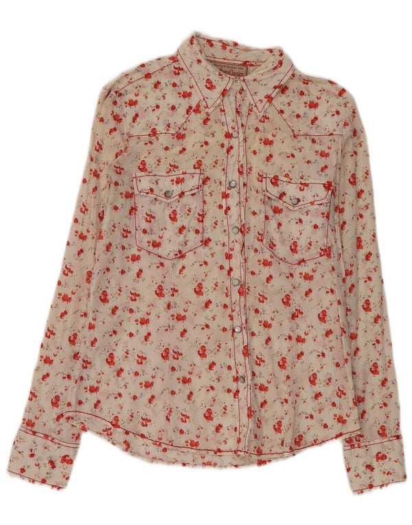 Marlboro Classics Womens Regular Fit Shirt Blouse UK 14 Medium White Floral