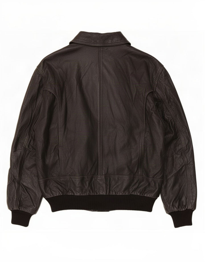 Michel Mens Leather Jacket IT 50 Large Black